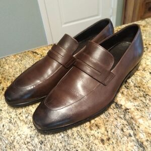 Hugo Boss Penny Loafers Men's 5.5 Dark Brown Leather Dress Highline Slip On